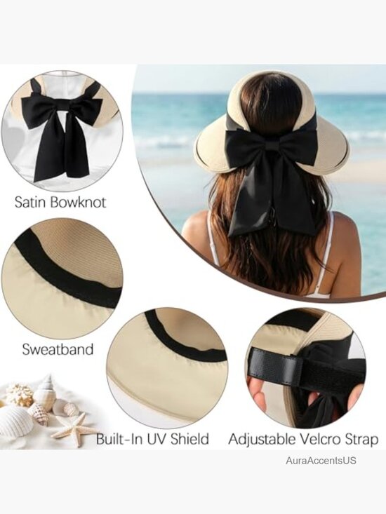 Wide Brim Sun Hat Packable Roll Up UV Protection Adjustable Ponytail Hat main image 5